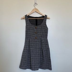 Tweed dress with faux brass buttons